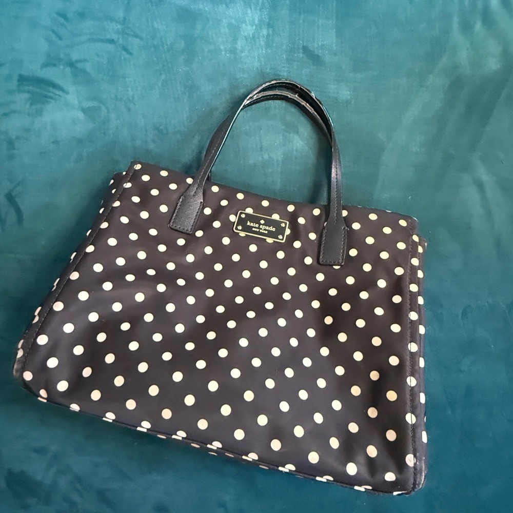 Kate Spade New York Polka Dot Nylon Tote Bag‎ Black White